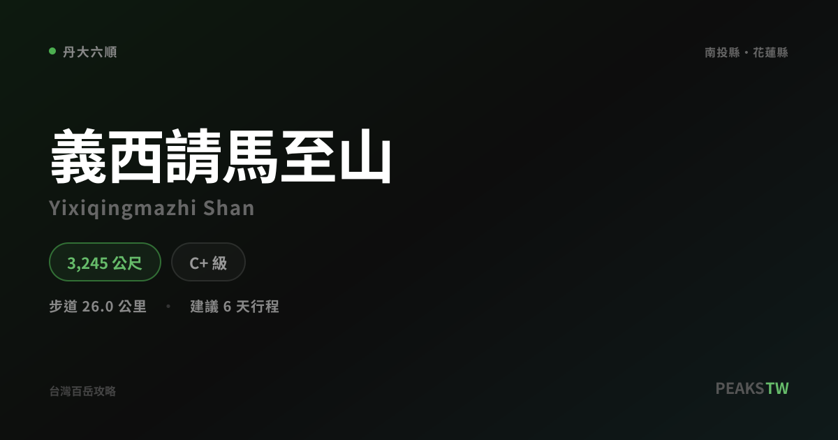 義西請馬至山｜海拔 3245m・丹大六順 完整攻略 | 台灣登峰 PEAKSTW